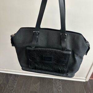 Christian Louboutin Black Canvas and Leather Tote